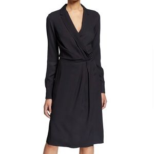 Rag & Bone Dean Draped Twill Long-Sleeve Wrap Dress-Large